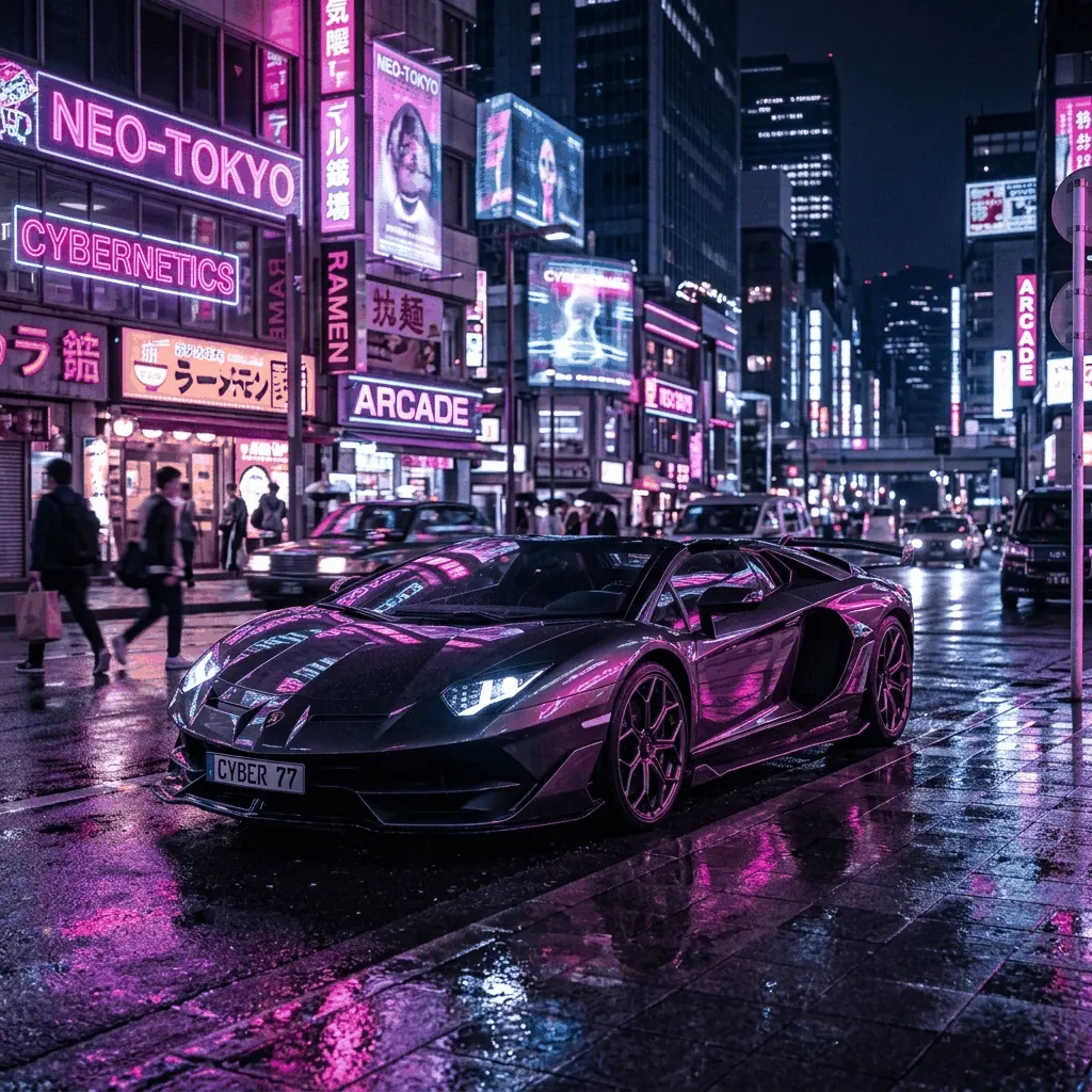 Luxury car under cinematic lights